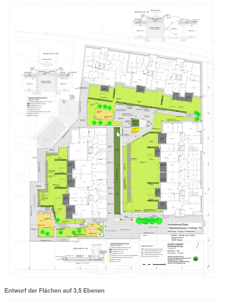 Karl-Schneider-Straße – Entwurf der Flächen auf 3,5 Ebenen